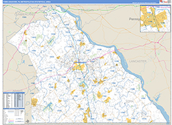 York-Hanover Metro Area Wall Map Basic Style 2026